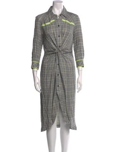 Pre-owned Le Superbe Plaid Print Midi Length Dress W/ Tags In Gray