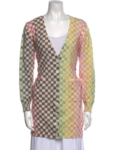 Pre-owned Le Superbe Plaid Print V-neck Sweater In Multi