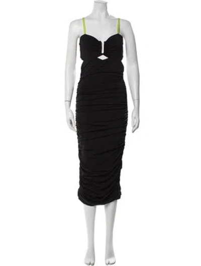 Pre-owned Le Superbe Plunge Neckline Midi Length Dress W/ Tags In Black