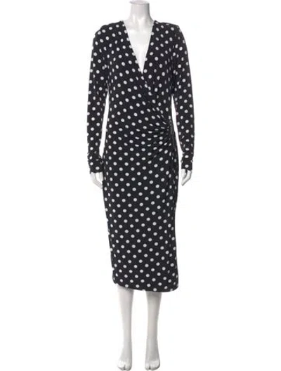 Pre-owned Le Superbe Polka Dot Print Midi Length Dress In Black