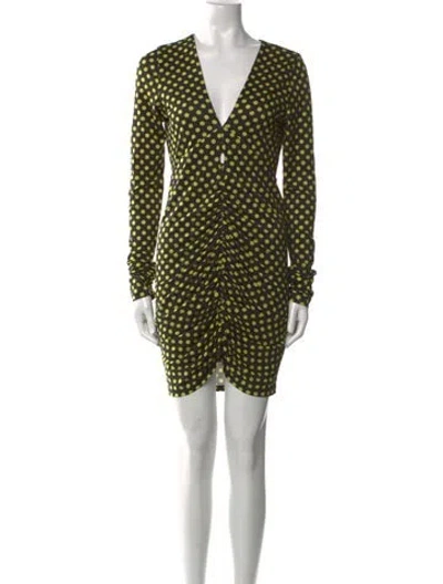 Pre-owned Le Superbe Polka Dot Print Mini Dress In Yellow