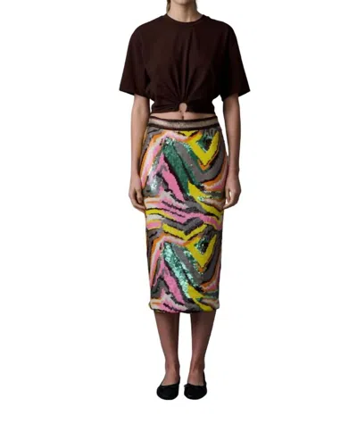 Le Superbe Pop Art Liza Midi Skirt In Sequin In Black