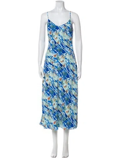 Pre-owned Le Superbe Printed Long Dress In Blue