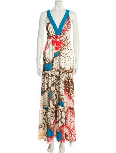 Pre-owned Le Superbe Printed Long Dress In Blue