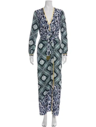 Pre-owned Le Superbe Printed Long Dress In Blue