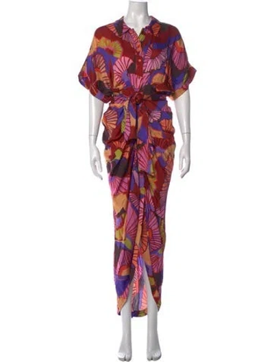 Pre-owned Le Superbe Printed Long Dress In Neutrals/purple