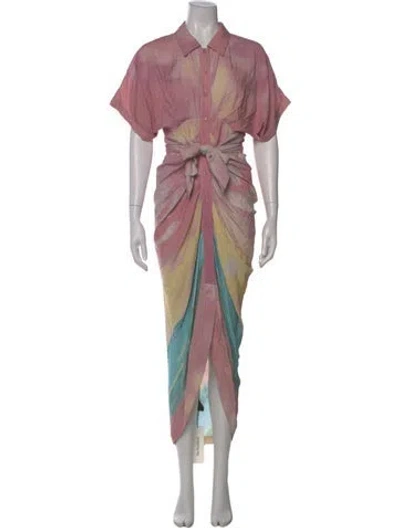 Pre-owned Le Superbe Printed Long Dress In Pink