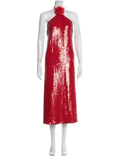 Pre-owned Le Superbe Printed Long Dress In Red
