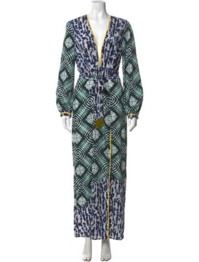 Pre-owned Le Superbe Printed Long Dress W/ Tags In Green