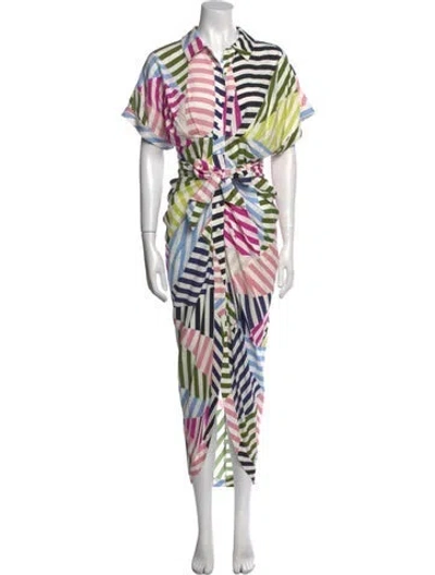 Pre-owned Le Superbe Printed Long Dress In White