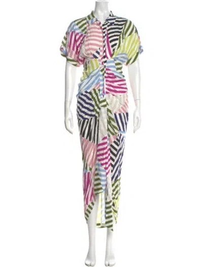 Pre-owned Le Superbe Printed Long Dress In White