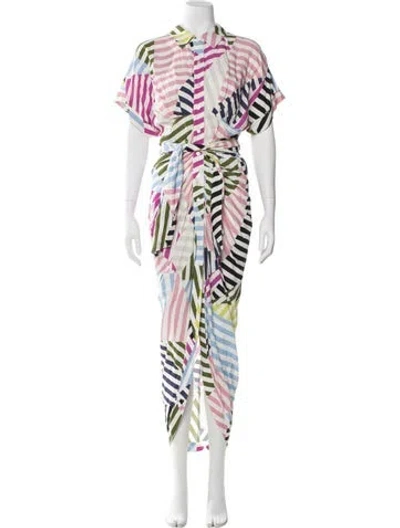 Pre-owned Le Superbe Printed Long Dress In White