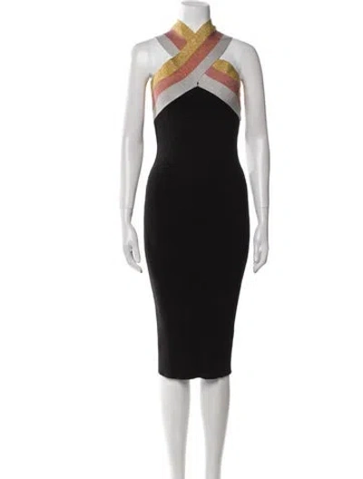 Pre-owned Le Superbe Printed Midi Length Dress In Black