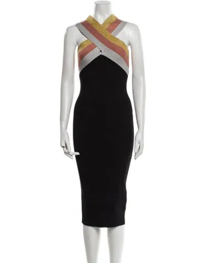 Pre-owned Le Superbe Printed Midi Length Dress In Black
