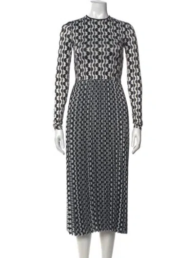 Pre-owned Le Superbe Printed Midi Length Dress In Black/white