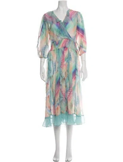 Pre-owned Le Superbe Printed Midi Length Dress In Blue