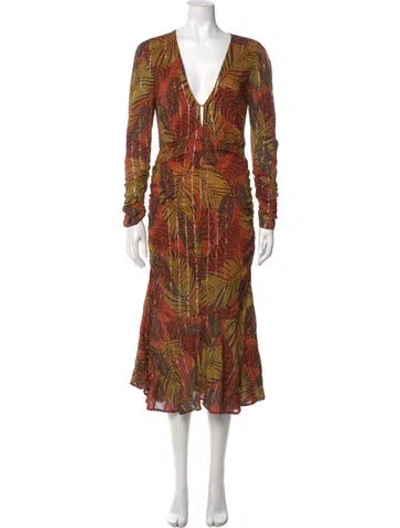 Pre-owned Le Superbe Printed Midi Length Dress In Orange