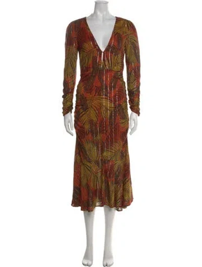 Pre-owned Le Superbe Printed Midi Length Dress In Orange