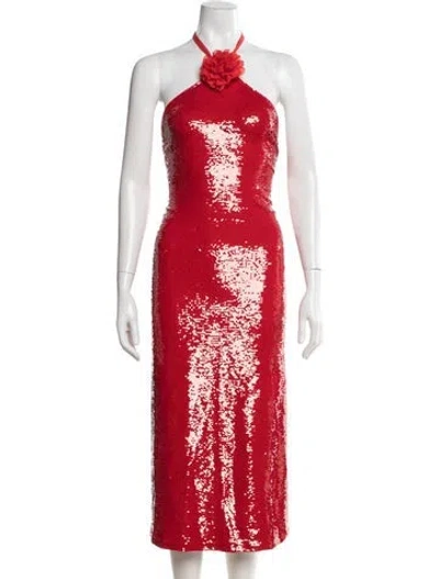 Pre-owned Le Superbe Printed Midi Length Dress In Red
