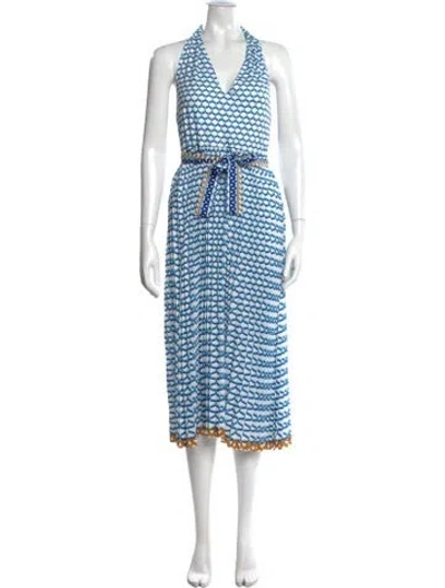 Pre-owned Le Superbe Printed Midi Length Dress W/ Tags In Blue