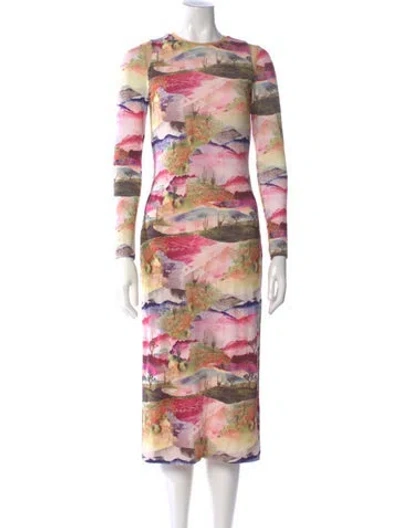 Pre-owned Le Superbe Printed Midi Length Dress W/ Tags In Neutral