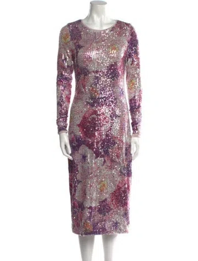 Pre-owned Le Superbe Printed Midi Length Dress W/ Tags In Pink