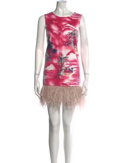 Pre-owned Le Superbe Printed Mini Dress In Pink