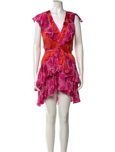 Pre-owned Le Superbe Printed Mini Dress W/ Tags In Pink