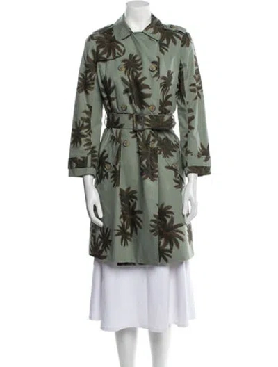 Pre-owned Le Superbe Printed Trench Coat In Green