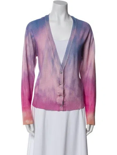 Pre-owned Le Superbe Printed V-neck Sweater In Blue