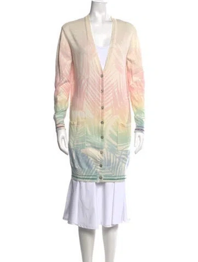 Pre-owned Le Superbe Printed V-neck Sweater In White
