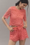 Le Superbe Rosey Lace Short-sleeve Tee In Pink