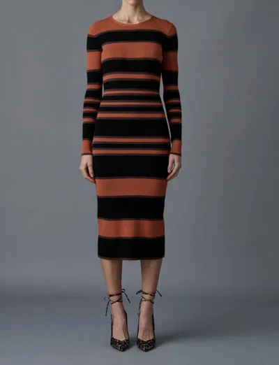 Le Superbe Rugby Kate Midi Dress In Orange And Black In Multi