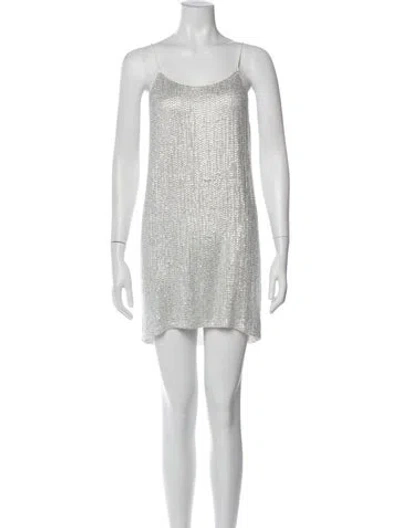 Pre-owned Le Superbe Scoop Neck Mini Dress In White