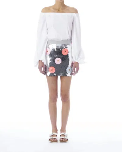 Le Superbe Sequin Mini Skirt In Acid Posey Garden In Multi