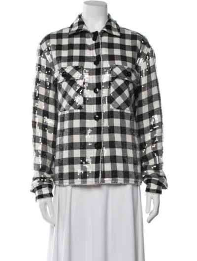 Pre-owned Le Superbe Sequin Plaid Print Jacket In Black