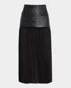 Le Superbe Seventythirty Combo Midi Skirt In Dark Black