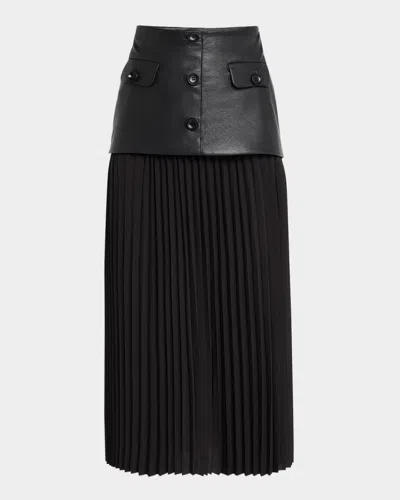 Le Superbe Seventythirty Combo Midi Skirt In Dark Black