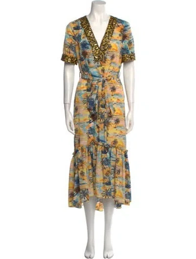 Pre-owned Le Superbe Silk Long Dress In Yellow