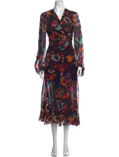 Pre-owned Le Superbe Silk Midi Length Dress In Multicolor