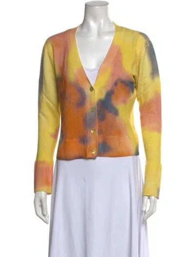 Pre-owned Le Superbe Silk Tie-dye Print Sweater In Yellow