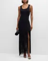 Le Superbe Fringe Hem Tank Dress In Black In Black