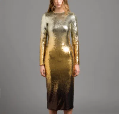 Le Superbe Smokey Sunset Kate Dress In Gold/brown