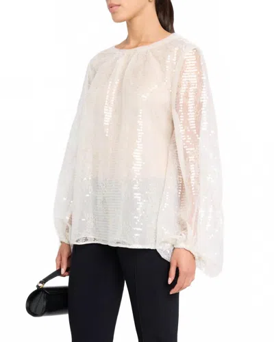 Le Superbe Sparkling Femme Blouse In Sheer White In Multi