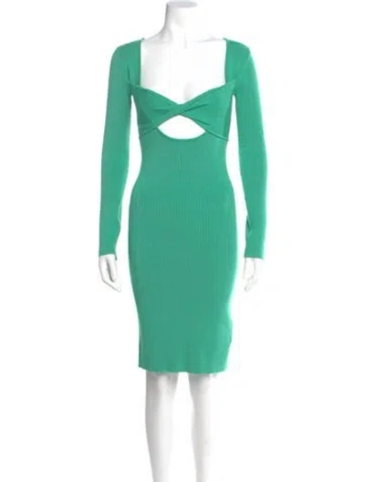 Pre-owned Le Superbe Square Neckline Knee-length Dress In Green