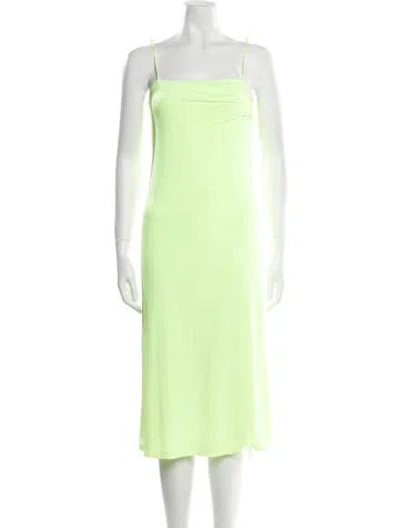 Pre-owned Le Superbe Square Neckline Knee-length Dress In Yellow