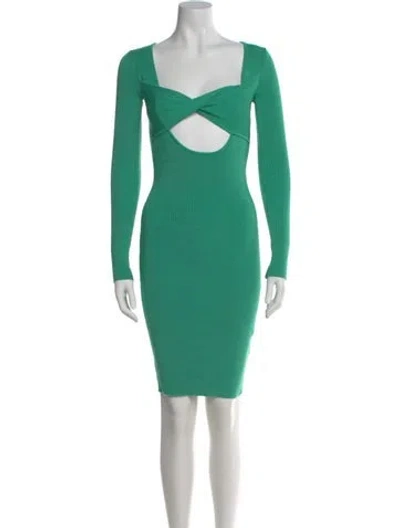 Pre-owned Le Superbe Square Neckline Midi Length Dress In Green