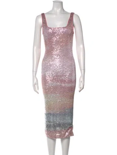 Pre-owned Le Superbe Square Neckline Midi Length Dress W/ Tags In Pink