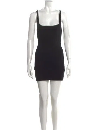 Pre-owned Le Superbe Square Neckline Mini Dress In Black