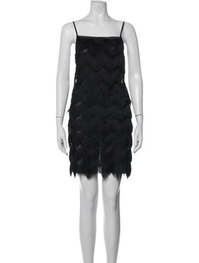 Pre-owned Le Superbe Square Neckline Mini Dress In Black